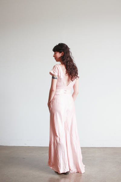 1930s Ballet Pink Silk Jumpsuit