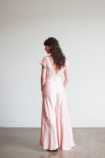 1930s Ballet Pink Silk Jumpsuit