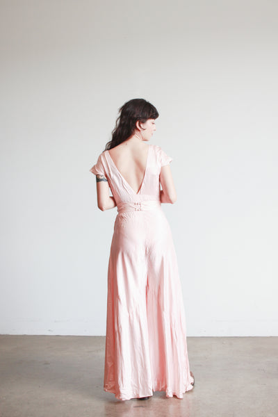 1930s Ballet Pink Silk Jumpsuit