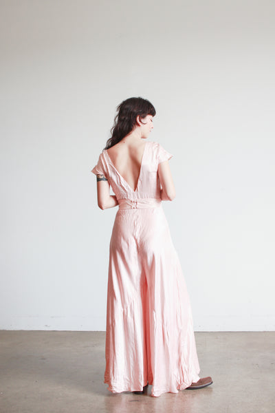 1930s Ballet Pink Silk Jumpsuit