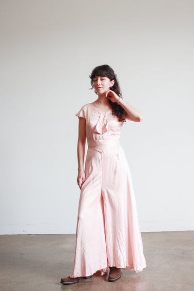 1930s Ballet Pink Silk Jumpsuit