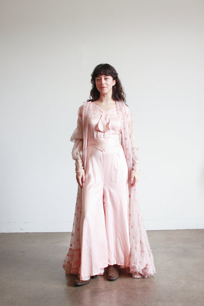 1930s Ballet Pink Silk Jumpsuit