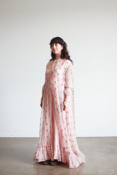 1930s Pink Silk Organza Flower Duster