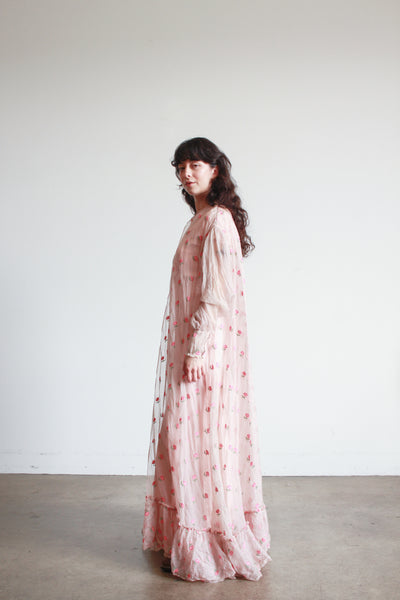 1930s Pink Silk Organza Flower Duster