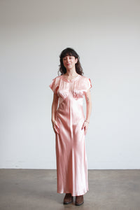 1990s Natori Salmon Silk Bias Cut Dress