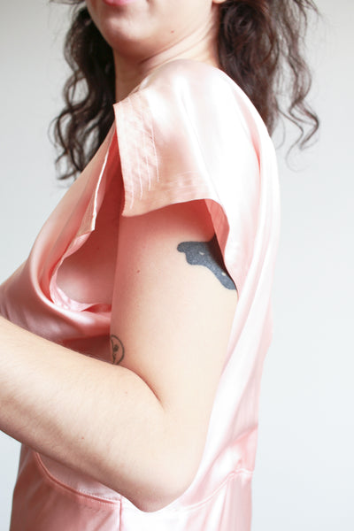 1990s Natori Salmon Silk Bias Cut Dress