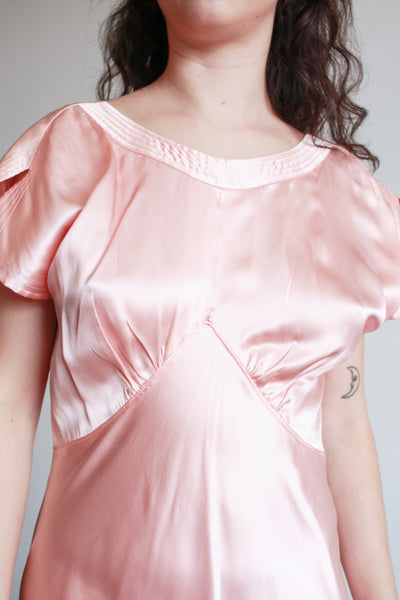 1990s Natori Salmon Silk Bias Cut Dress