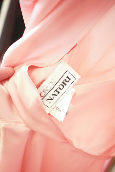 1990s Natori Salmon Silk Bias Cut Dress