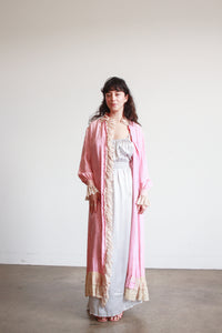1930s Foxglove Pink Chinese Jacquard Duster