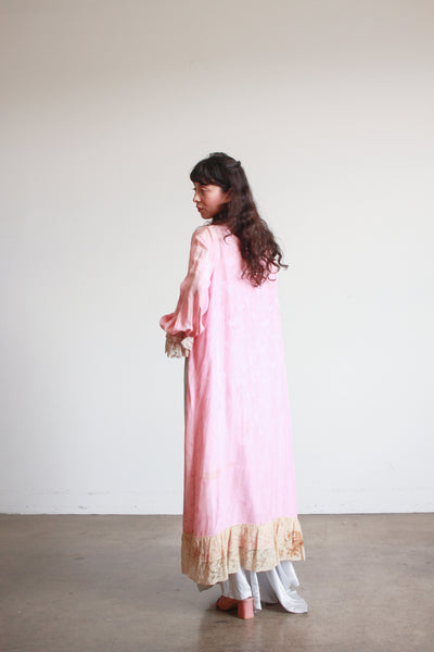 1930s Foxglove Pink Chinese Jacquard Duster