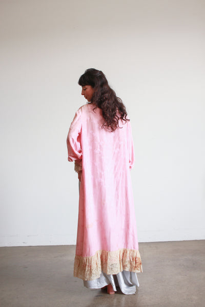 1930s Foxglove Pink Chinese Jacquard Duster