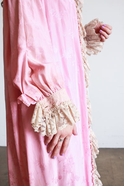 1930s Foxglove Pink Chinese Jacquard Duster