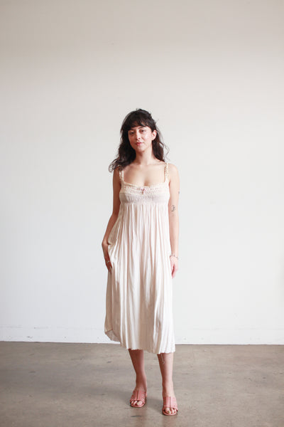 1950s Blush Lace Trim Midi Dress