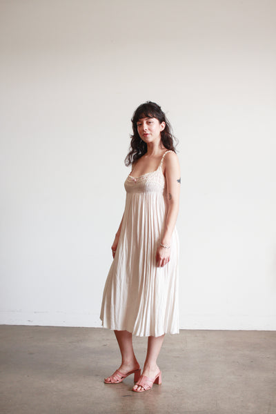 1950s Blush Lace Trim Midi Dress