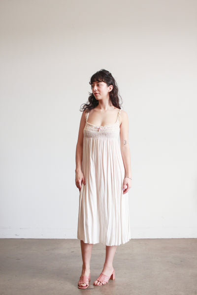 1950s Blush Lace Trim Midi Dress