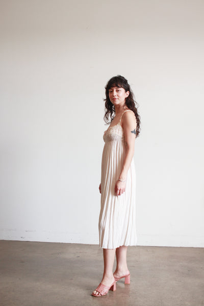 1950s Blush Lace Trim Midi Dress