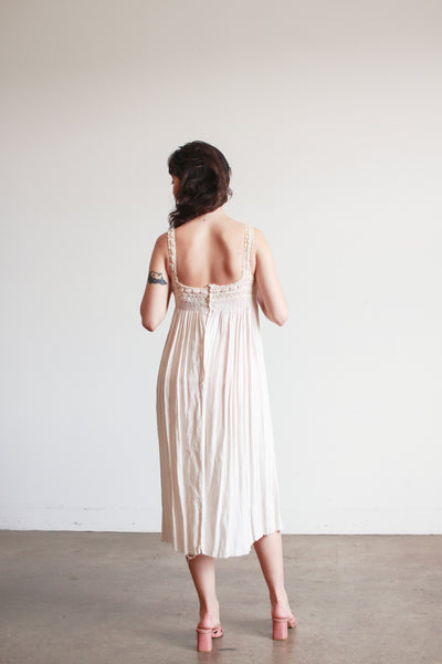 1950s Blush Lace Trim Midi Dress