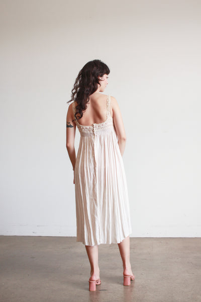 1950s Blush Lace Trim Midi Dress