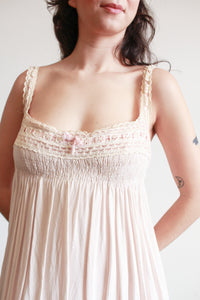 1950s Blush Lace Trim Midi Dress