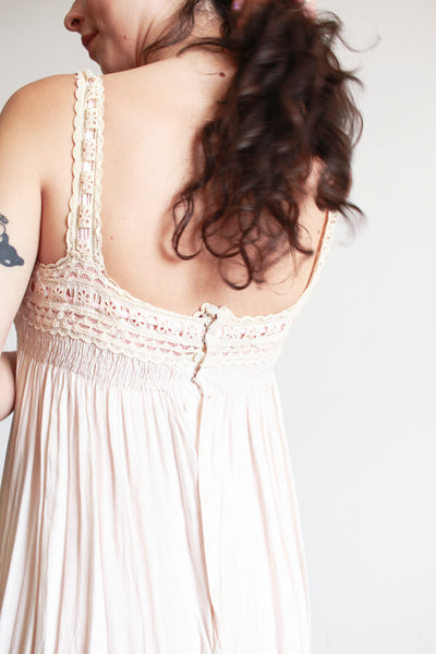 1950s Blush Lace Trim Midi Dress
