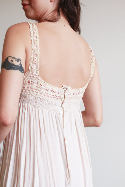 1950s Blush Lace Trim Midi Dress