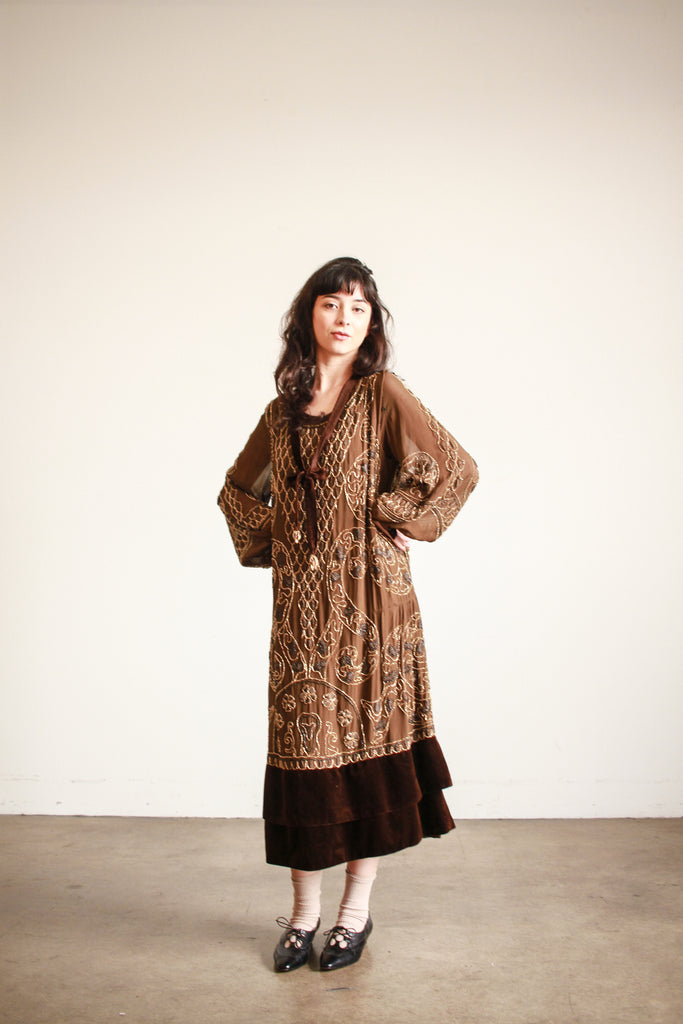 mocha silk dress Untamed Mocha Twist Front Gown with Deep V-Neck kalisa