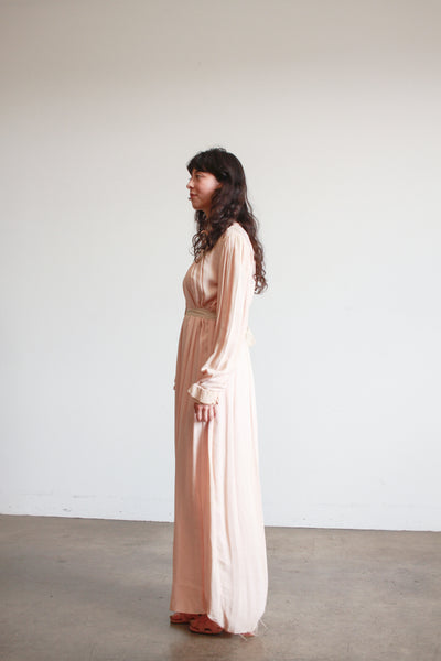 1900s Light Pink Cotton Applique Nightdress