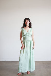 1940s Mint Jersey Rayon Gathered Nightgown
