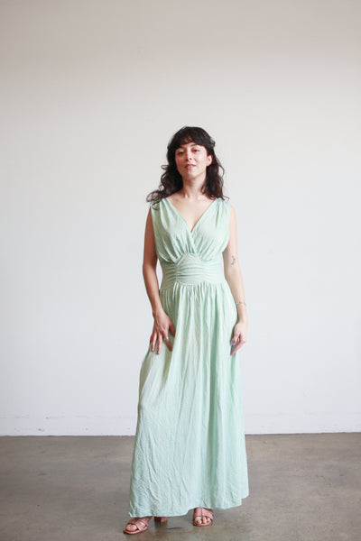 1940s Mint Jersey Rayon Gathered Nightgown