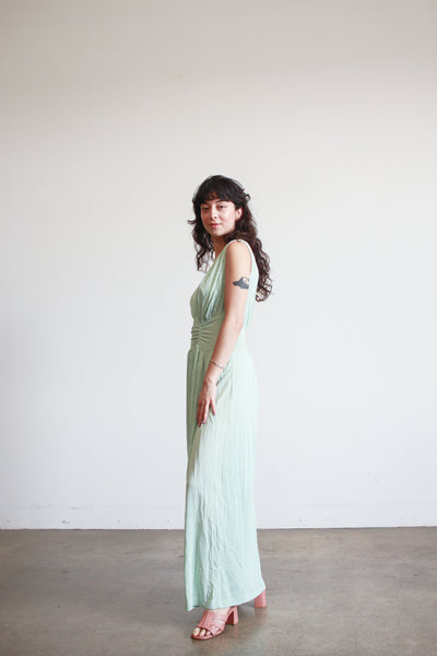 1940s Mint Jersey Rayon Gathered Nightgown