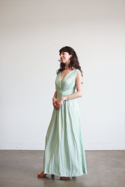 1940s Mint Jersey Rayon Gathered Nightgown