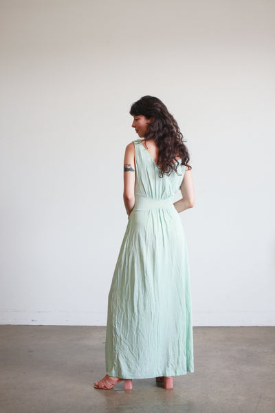 1940s Mint Jersey Rayon Gathered Nightgown