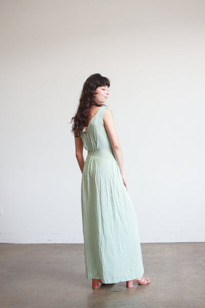 1940s Mint Jersey Rayon Gathered Nightgown