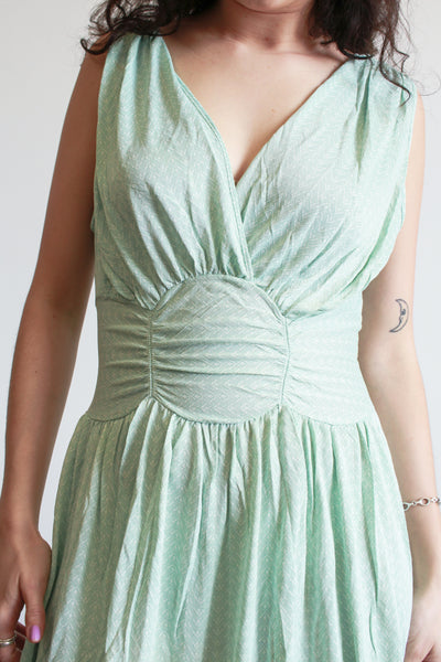 1940s Mint Jersey Rayon Gathered Nightgown