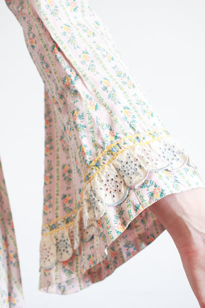 1800s Lilac Cotton Calico Topper Dress