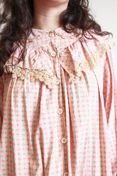 1800s Pink Cotton Calico Topper Dress