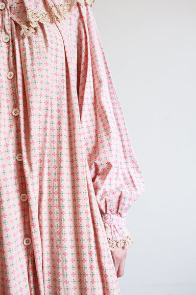 1800s Pink Cotton Calico Topper Dress