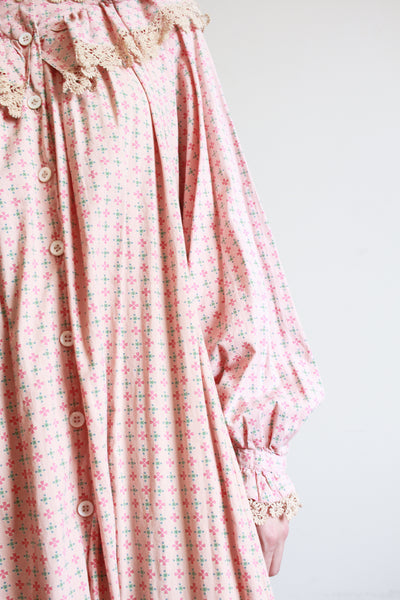 1800s Pink Cotton Calico Topper Dress