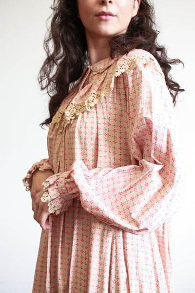 1800s Pink Cotton Calico Topper Dress