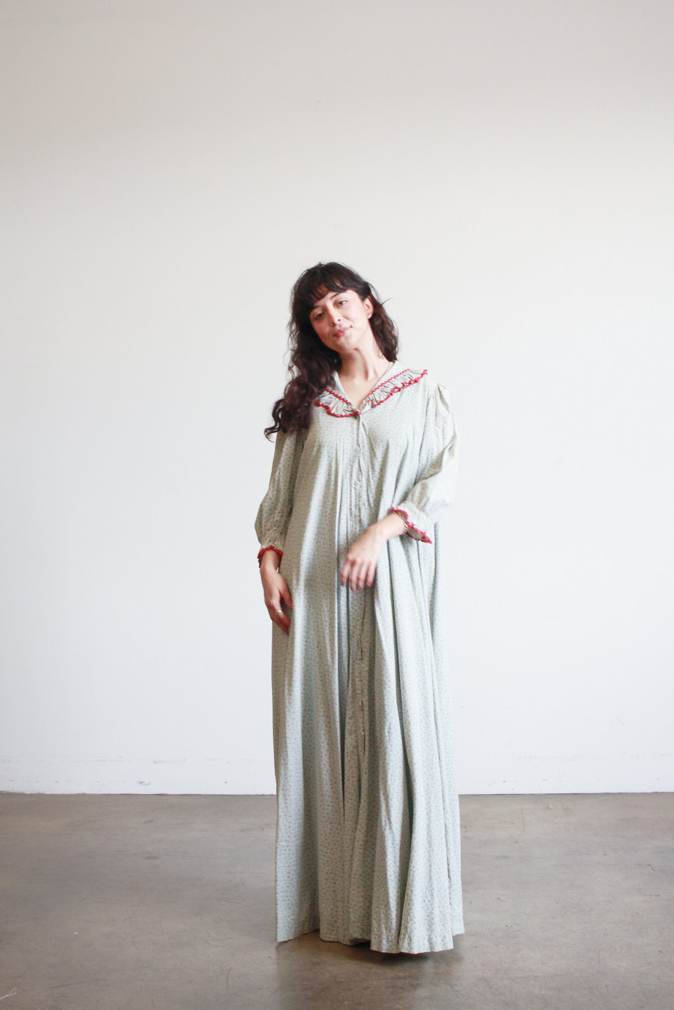 1800s Robins Egg Blue Cotton Calico Dress