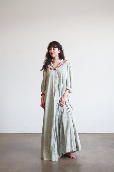1800s Robins Egg Blue Cotton Calico Dress