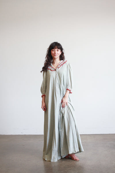 1800s Robins Egg Blue Cotton Calico Dress