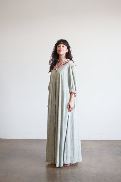 1800s Robins Egg Blue Cotton Calico Dress