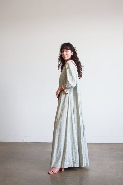 1800s Robins Egg Blue Cotton Calico Dress