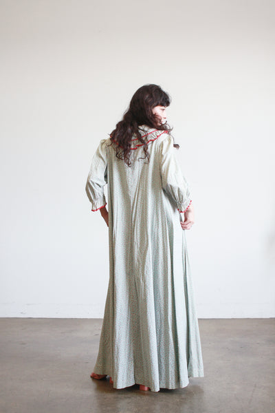 1800s Robins Egg Blue Cotton Calico Dress