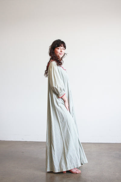 1800s Robins Egg Blue Cotton Calico Dress