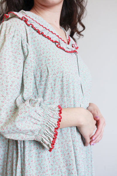 1800s Robins Egg Blue Cotton Calico Dress