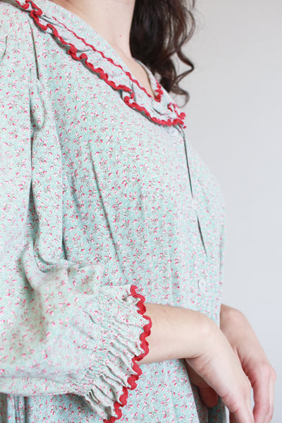 1800s Robins Egg Blue Cotton Calico Dress