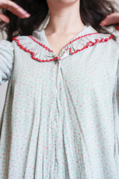 1800s Robins Egg Blue Cotton Calico Dress
