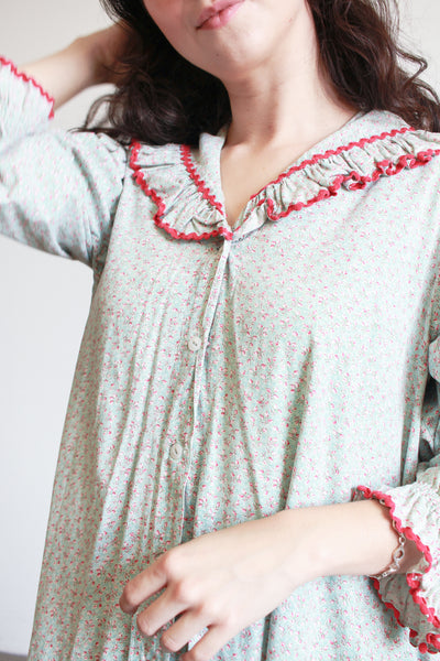 1800s Robins Egg Blue Cotton Calico Dress